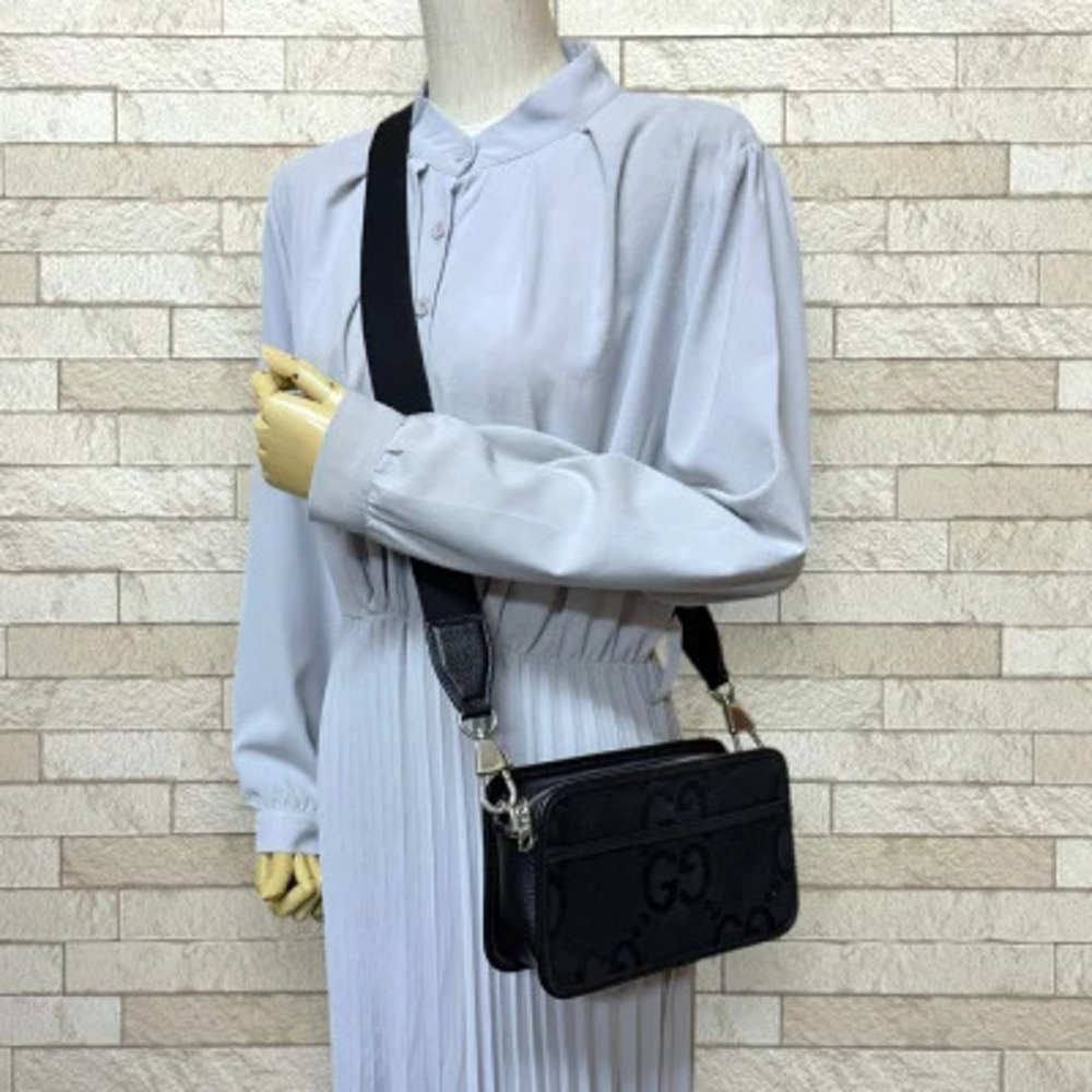 Gucci Canvas Black GG Jumbo Shoulder Bag